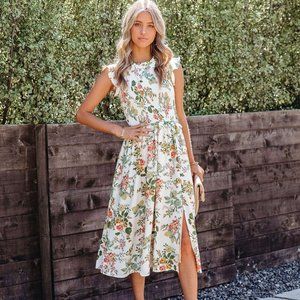 Lester Floral Smocked Midi Dress NWT